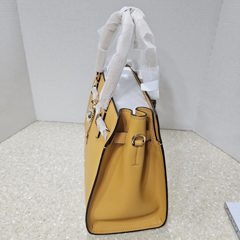 Michael Kors Hamilton Medium Leather Satchel In Golden Rod Color NWT - Picture 5 of 9
